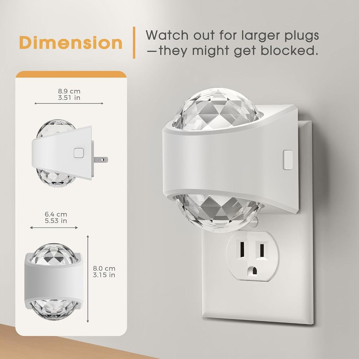 Briignite Night Light,Night Lights Plug into Wall,LED Projector Night Light