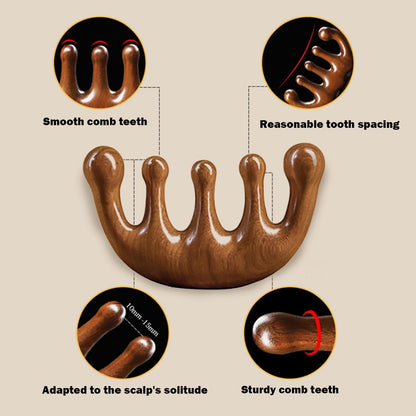 Wooden Scalp Massager - Handmade 100% Natural Green Sandalwood Wide Tooth Combs - Wood Massage Comb & Sandalwood Comb for Luxurious Hair Care