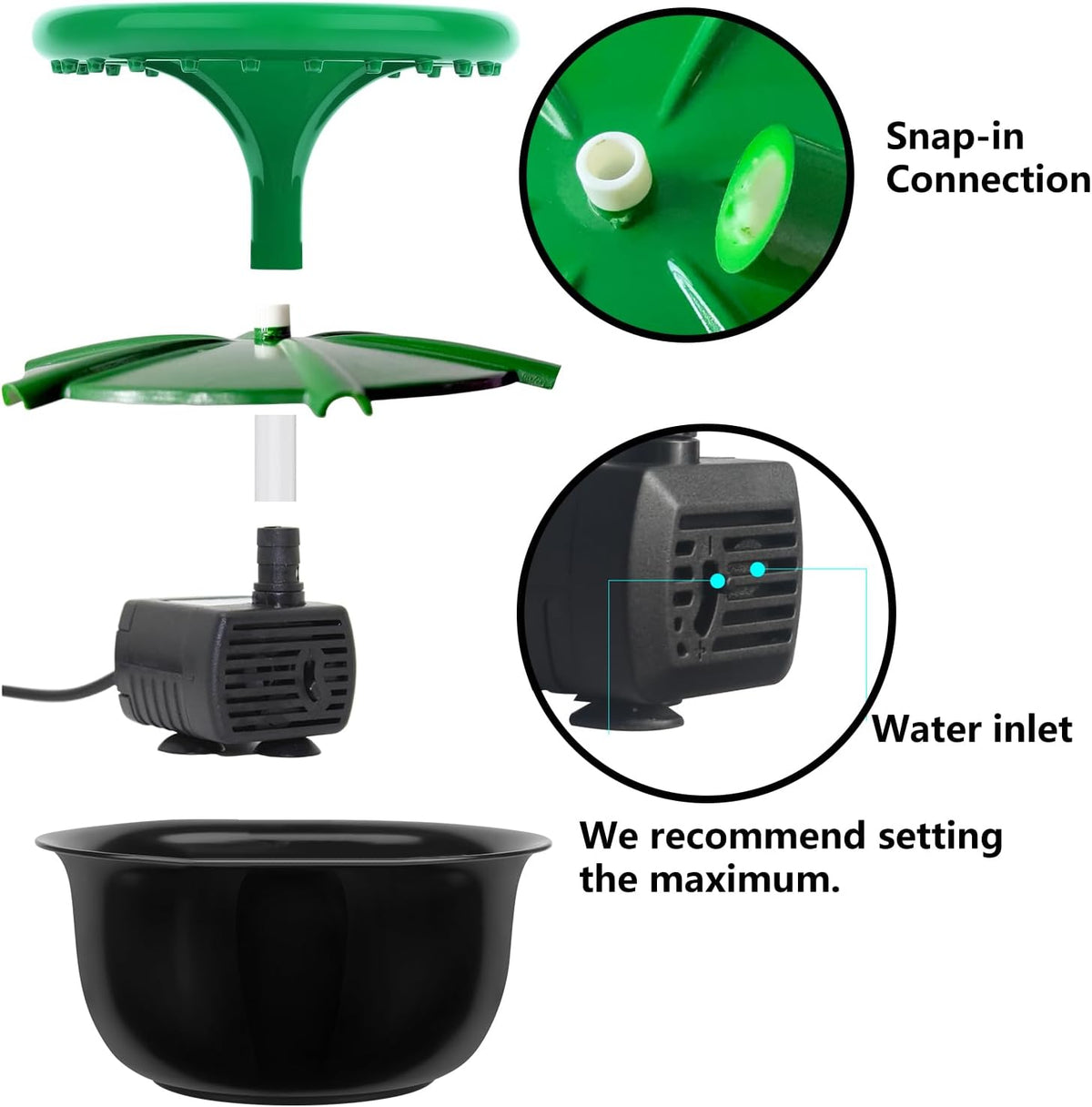 Tabletop Fountains Indoor, Great Gift for Christmas, Small Desk Waterfall Fountain for Living Room/Office Zen/Home Décor, Aluminum Die Casting Pot, Green