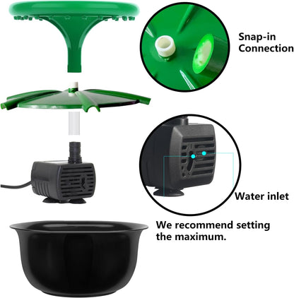 Tabletop Fountains Indoor, Great Gift for Christmas, Small Desk Waterfall Fountain for Living Room/Office Zen/Home Décor, Aluminum Die Casting Pot, Green