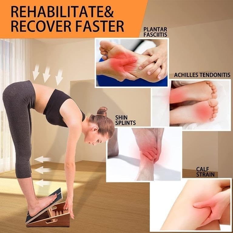 Professional Wooden Slant Board, 5 Positions Adjustable Slant Board for Calf Stretching Squats Incline Board and Calf Stretcher, Slant Squat Board for Knees Ankle Heel Feet Leg