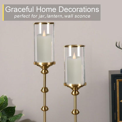 TECHLONG Flickering Flameless Candles with 3D Moving Flame, Last 1000+ Hours Battery Operated Candles with Timer, Ivory Real Wax Pillar Electric LED Candle for Wedding Christmas Party/3" x 5"