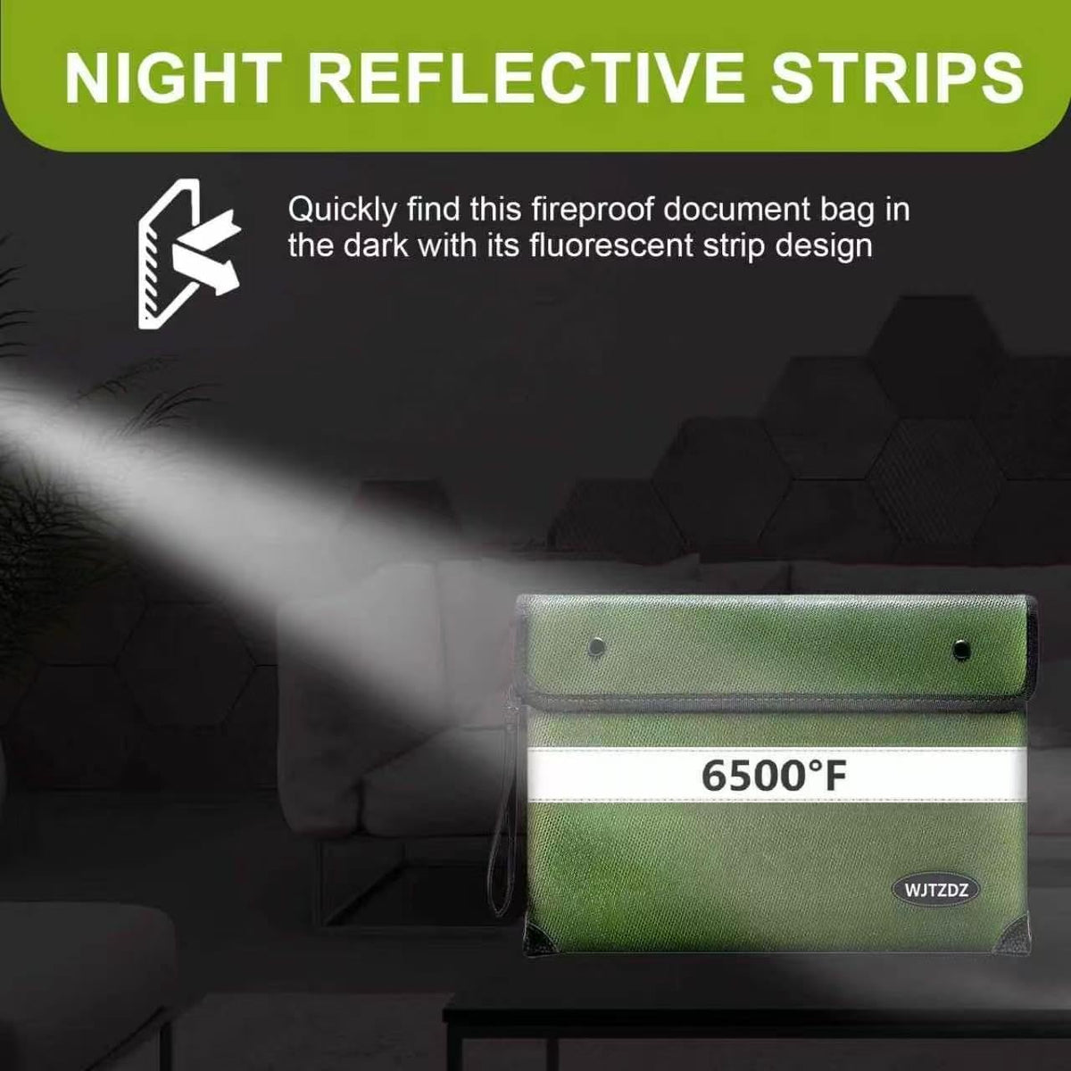 Upgraded 6500° Fireproof Money Bag for Cash,11.2"×7.7"& 8"×5"Small Fire Proof Money Bag for Cash with Reflective Strips,Portable Fire Safe Bag for Passports,Cash,Power Bank,Valuables