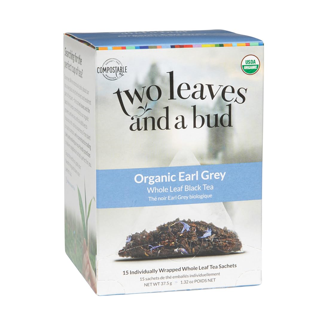Two Leaves and a Bud Organic Earl Grey Tea Bags, 15 Count (Pack of 1)