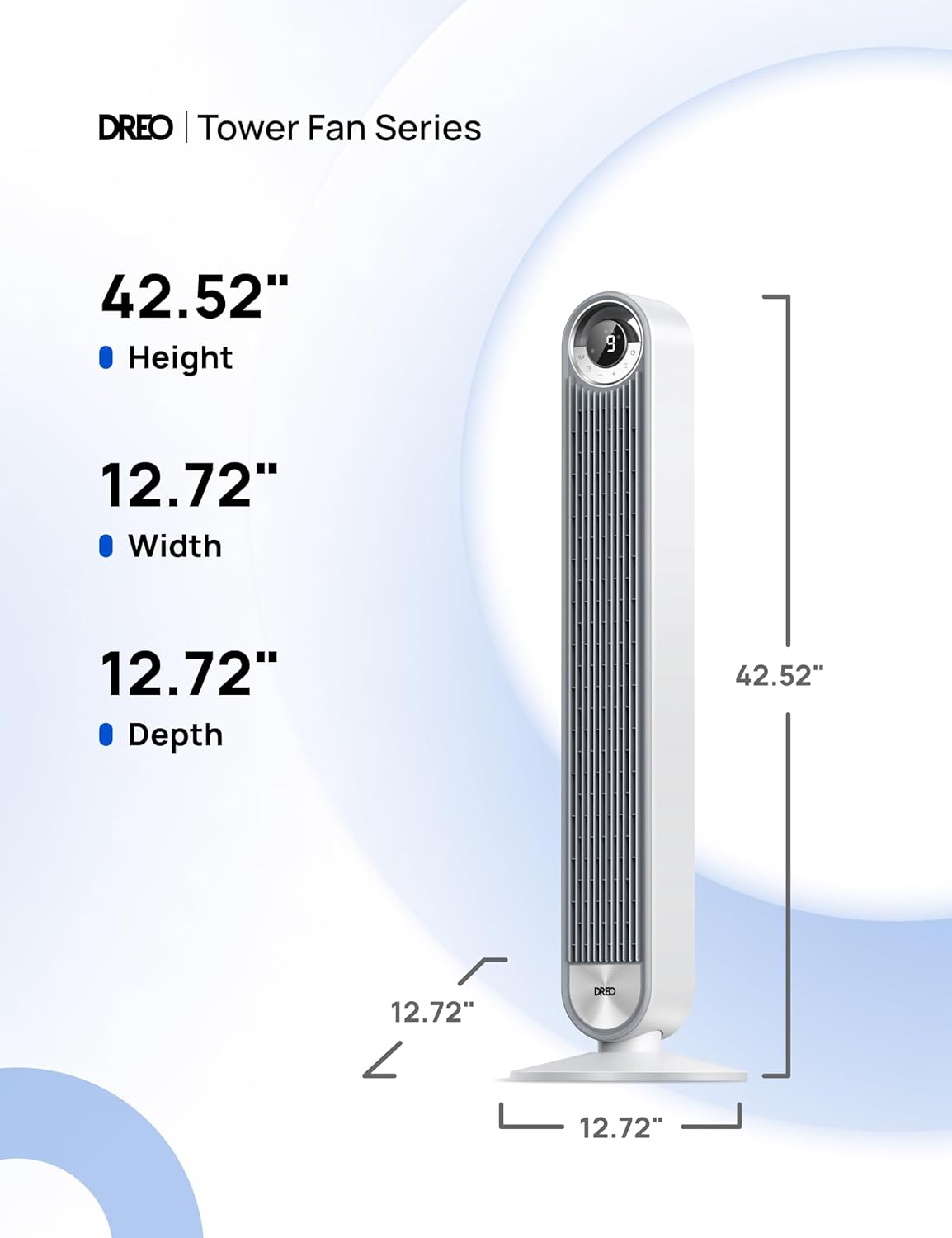 DREO Tower Fan for Bedroom, Upgraded DC 9 Speeds 20dB Ultra-Quiet Floor Fan, 90° Oscillating Fans with 28ft/s Velocity, 12H Timer, Standing Fan, Bladeless Fan Powerful for Home, Black