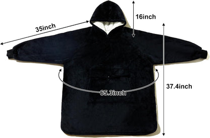 Krifey Wearable Blanket Hoodie, Oversized Sherpa Hooded Blanket for Adults | Soft sherpa fleece with sleeves and pocket; oversized fit for lounging, WFH, camping, Christmas and white elephant gifts.