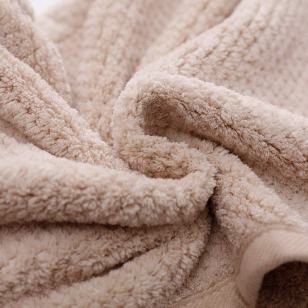 M-bestl 2 Pack Microfiber Hair Towel Wrap,Hair Drying Towel with Button,Quick Dry Hair Towel Turban for Women,Absorbent Anti-frizz Head Towel for Long Thick Curly Hair(Pink&Beige)
