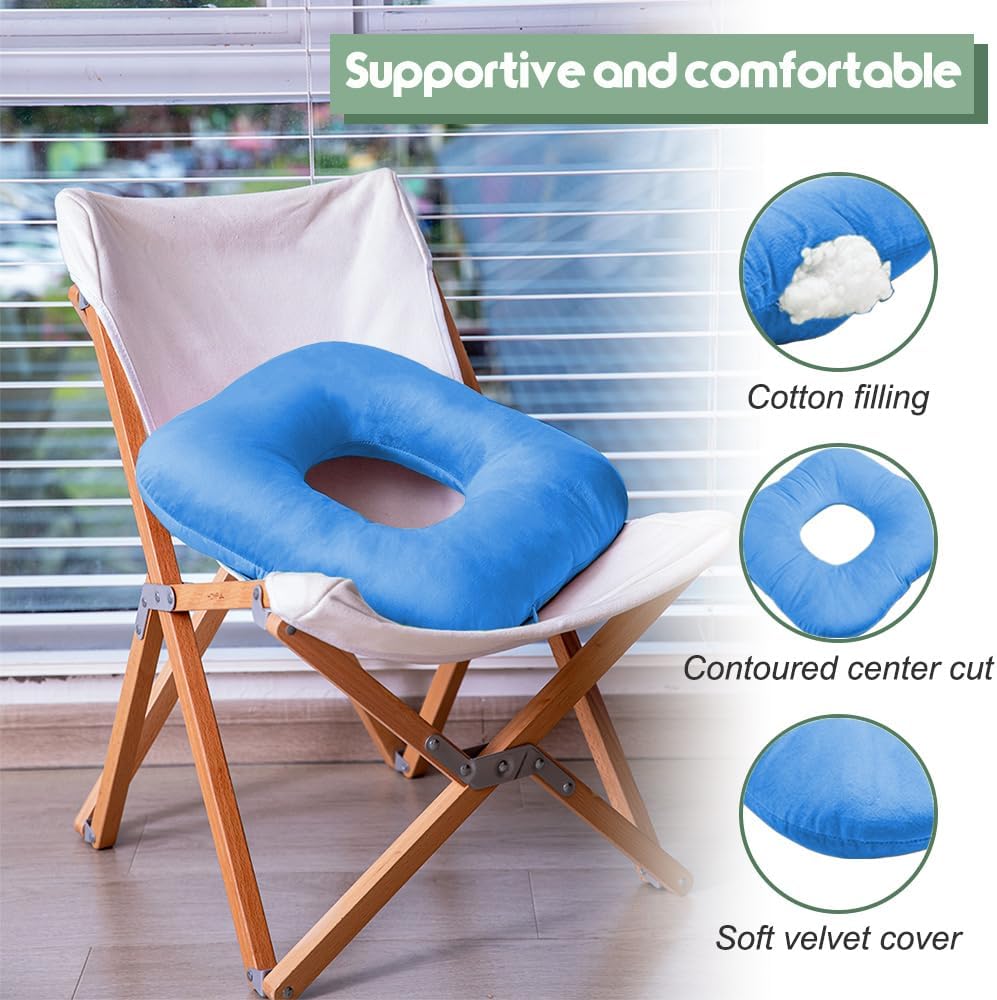 Stuffed Donut Pillow Seat Cushion | for Tailbone and Coccyx Pain, Hemorrhoids, Bed Sores, Pregnancy, Prostate, Surgery Recovery, Sitting Pressure Relief, for Home, Office and Car (Grey)