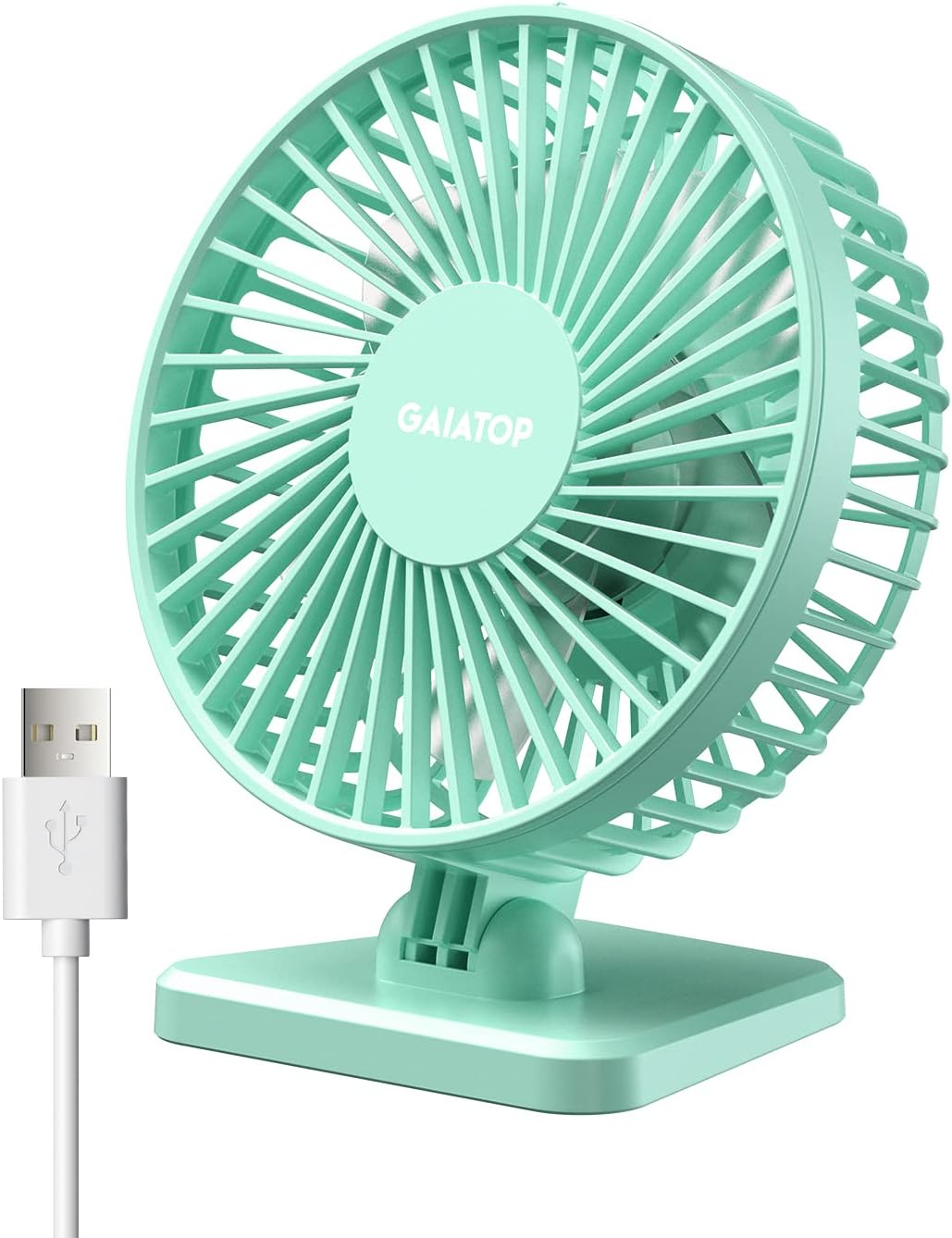 Gaiatop USB Desk Fan, Small But Powerful, Personal Portable Quiet 3 Speeds, Adjustable Mini Table Desktop fan for Cooling Home Office Car Summer Travel Gifts Blue