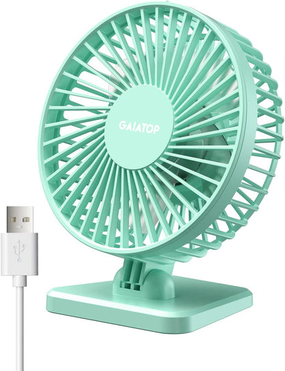 Gaiatop USB Desk Fan, Small But Powerful, Personal Portable Quiet 3 Speeds, Adjustable Mini Table Desktop fan for Cooling Home Office Car Summer Travel Gifts Blue