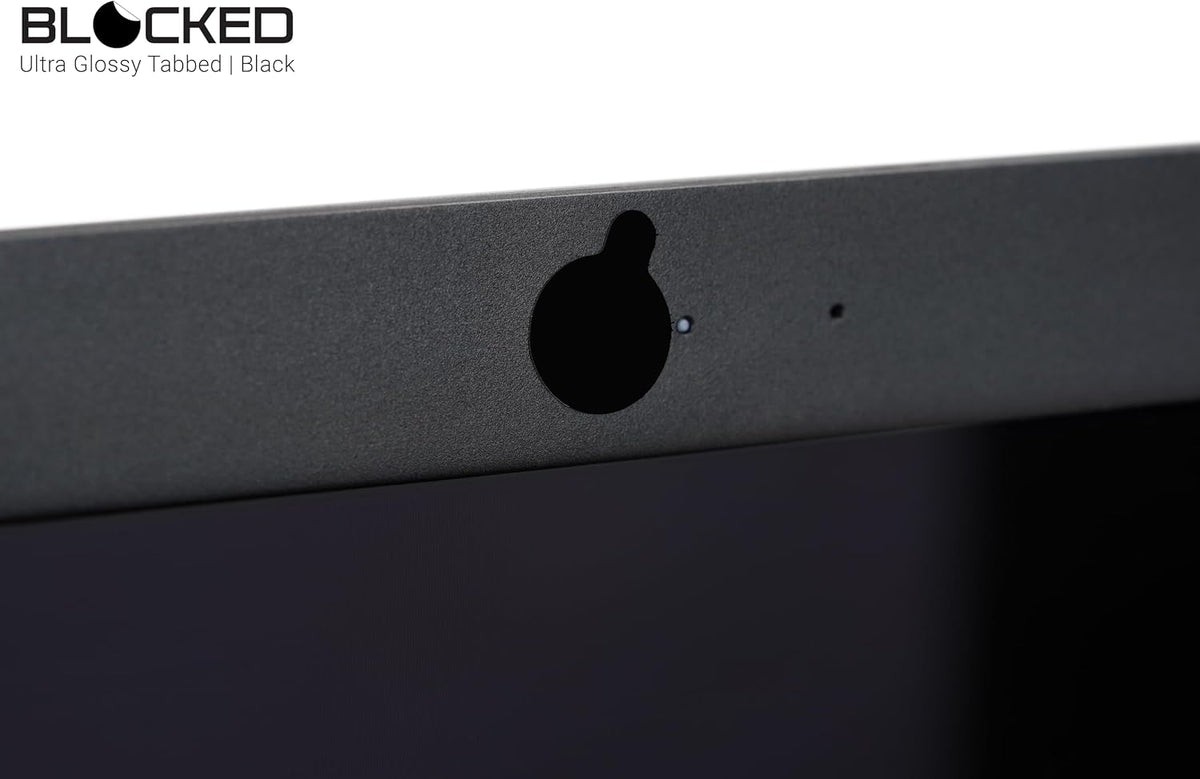 Blocked Original Vinyl Webcam Cover Stickers | Restickable & Stackable Privacy Covers | for All Camera-endable Devices | 3-Sizes | 57 Black Tabbed (Muted Matte)