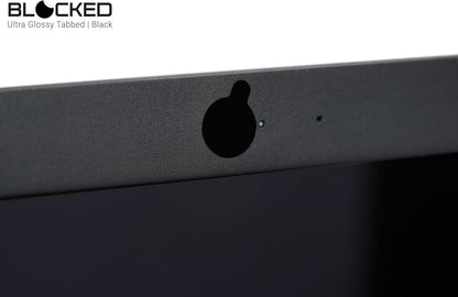 Blocked Original Vinyl Webcam Cover Stickers | Restickable & Stackable Privacy Covers | for All Camera-endable Devices | 3-Sizes | 57 Black Tabbed (Muted Matte)