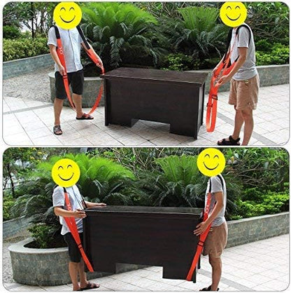 Moving Straps 2-Person Lifting and Moving System Adjustable Shoulder Lifting Carrying and Moving Straps Easily Move Lift Carry Secure Furniture Heavy Objects Orange