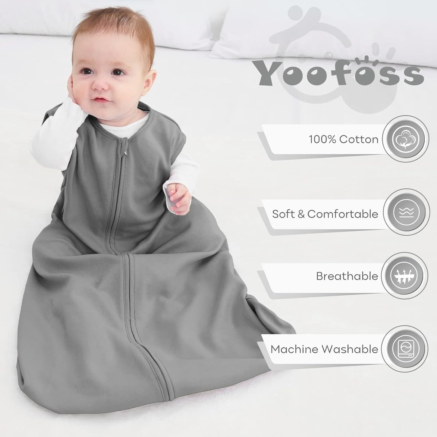 Yoofoss Baby Sleep Sack Baby Wearable Blanket 100% Cotton 2-Way Zipper Toddler Sleeping Sack