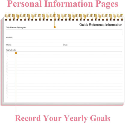 Weekly Productivity Planner - 8" x 11" Dashboard Desk Pad/Planner, Habit Tracker, Spiral Undated Weekly Planner for Office/School/Home, 54 Weeks, Grey