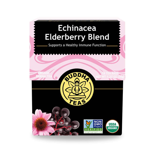 Buddha Teas Organic Echinacea Elderberry Blend - Herbal Tea, Caffeine Free