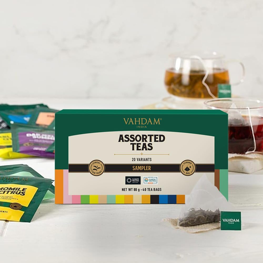 VAHDAM, Assorted Black Tea Loose Leaf Tea Gift Set (10 Flavors) Gift Ideas for Women & Men | Directly Sourced From Assam and Darjeeling | Resealable Ziplock Pouch