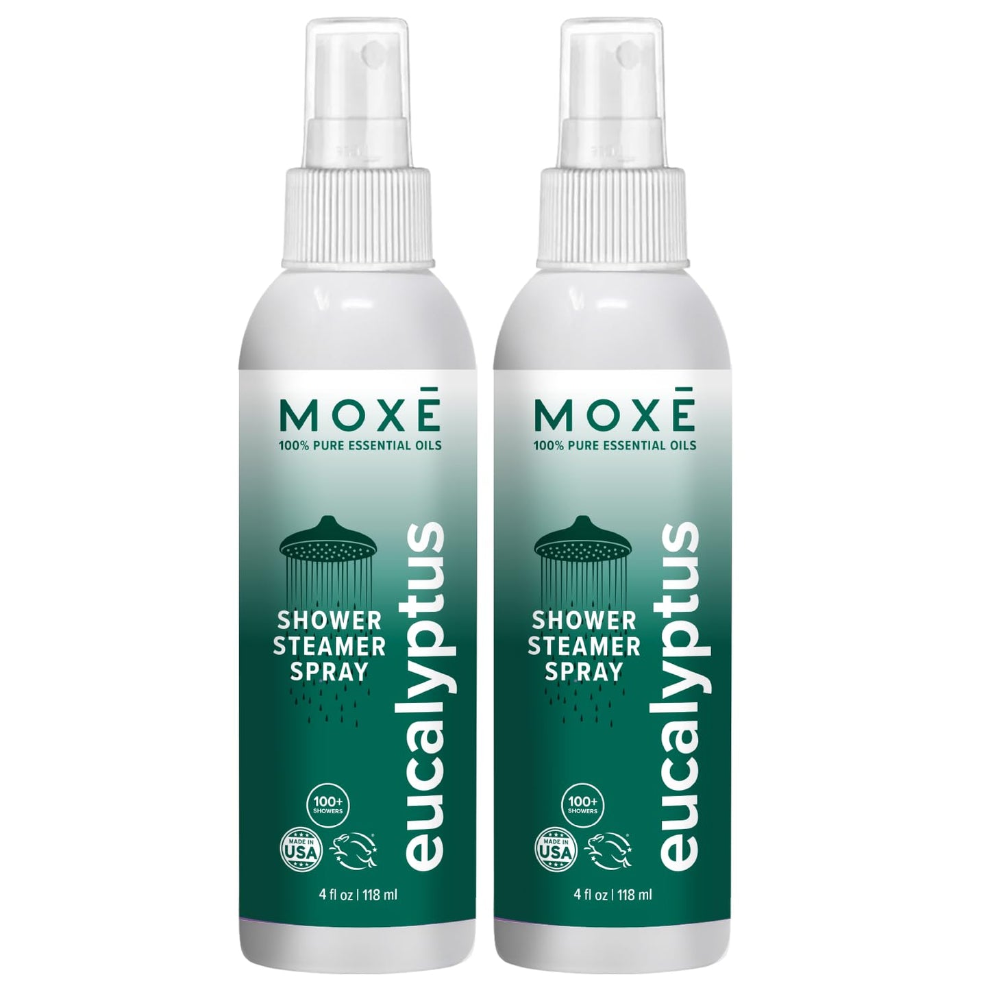 MOXĒ Eucalyptus Oil Shower Mist, Spa Steam Spray, Certified Natural 100% Essential Oils, Made in USA, Aromatherapy, Sinus Congestion Relief, Tension Relief, 4 Ounces