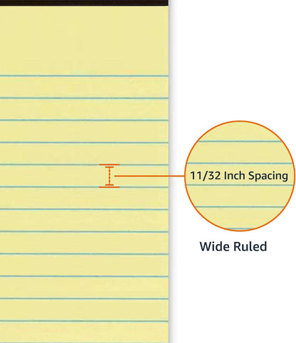 Amazon Basics Wide Ruled Lined Writing Note Pads for Office Supplies, 8.5" x 11.75", White, 12-Pack of 50 Perforated Sheets