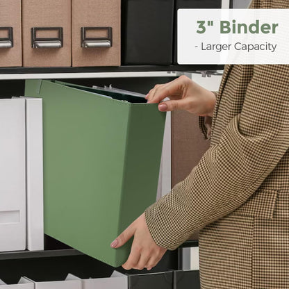 SKYDUE 3 Ring Binder with Clipboard, 13.2" × 10.2" Faux Leather 1 Inch Binder Organizer with 5 Pocket Dividers, Notepad, Labels & 2 Storage Pockets for Teachers, Students, Nurses & Office Work