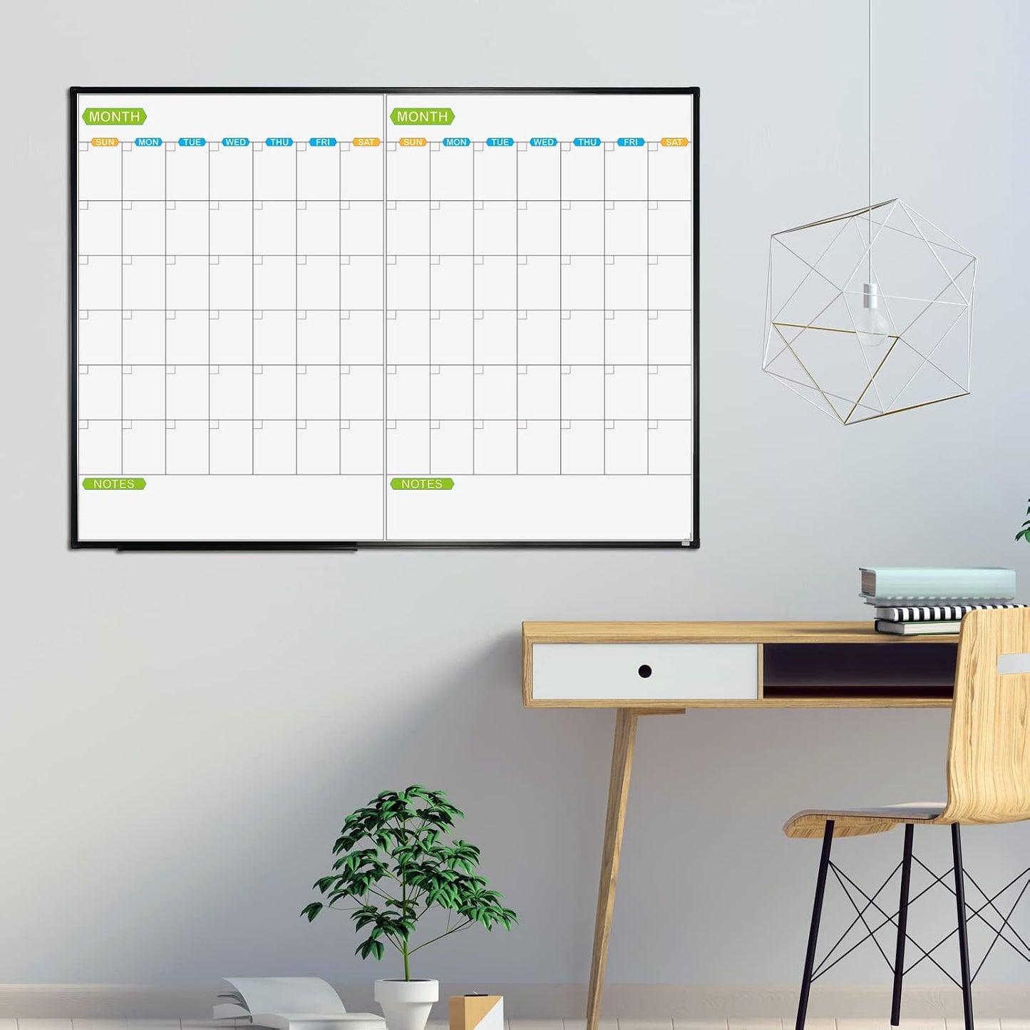 JILoffice Magnetic Dry Erase Calendar Whiteboard, 4 Month White Board Planner 36 X 24 Inch, Black Aluminum Frame Wall Mounted Board for Office Home and School