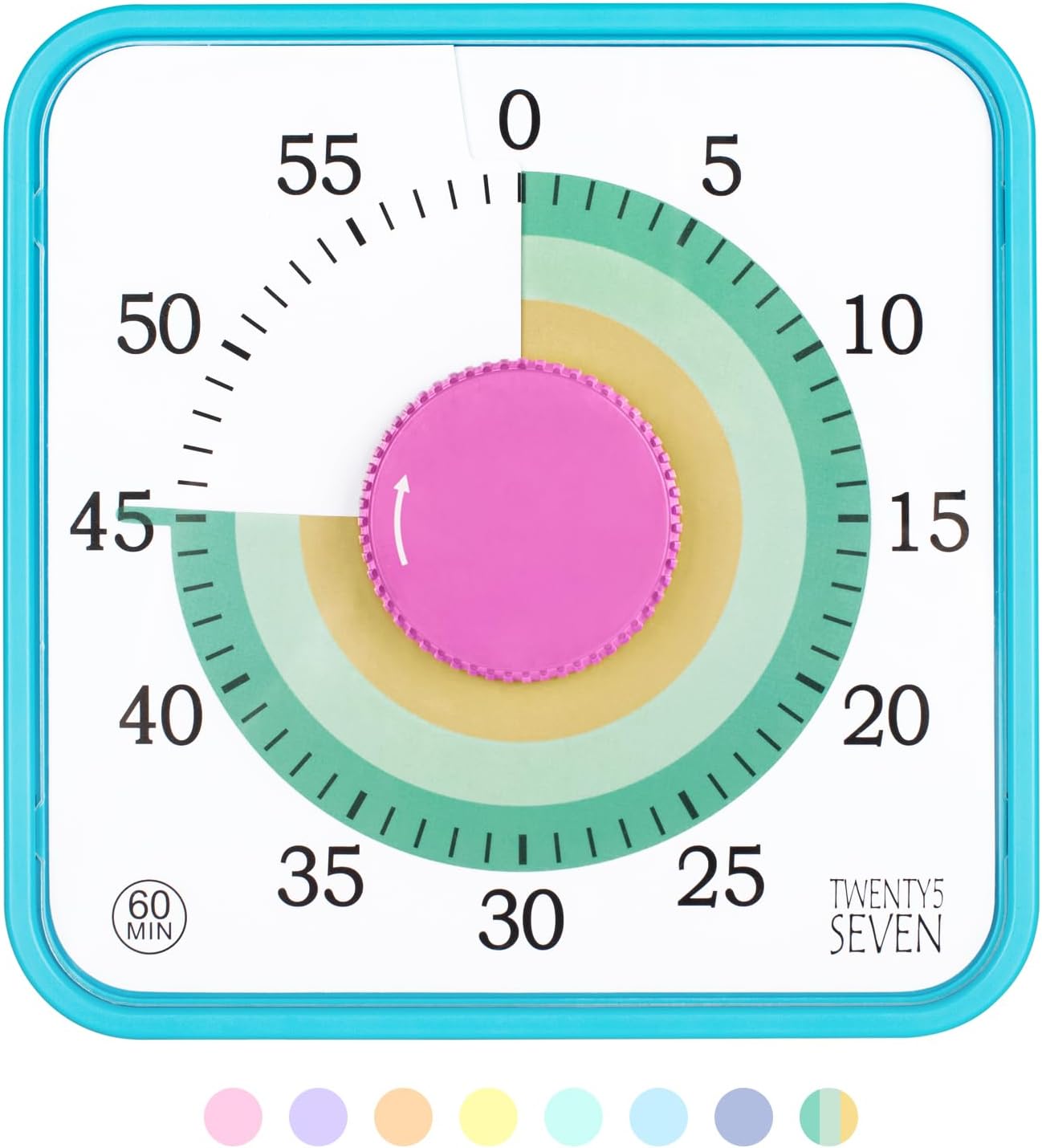 Visual Timer 7.5 inch; 60 Minute 1 Hour Countdown Timer for Kids Classroom Teaching Tool Home Office Meeting, Mechanical Countdown Clock for Exam Time Management Magnetic, Navy Blue with Colorful Disc