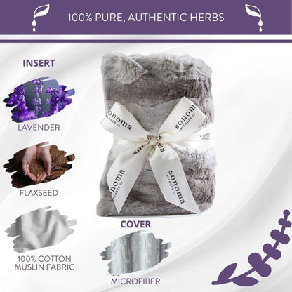 Sonoma Lavender Spa Heat Wrap for Neck, Shoulders and Lower Back, Microwaveable Lavender Aromatherapy Heating Pad, Removable and Washable Covers, Stress and Pain Relief (9" x 26", Arctic Circle)