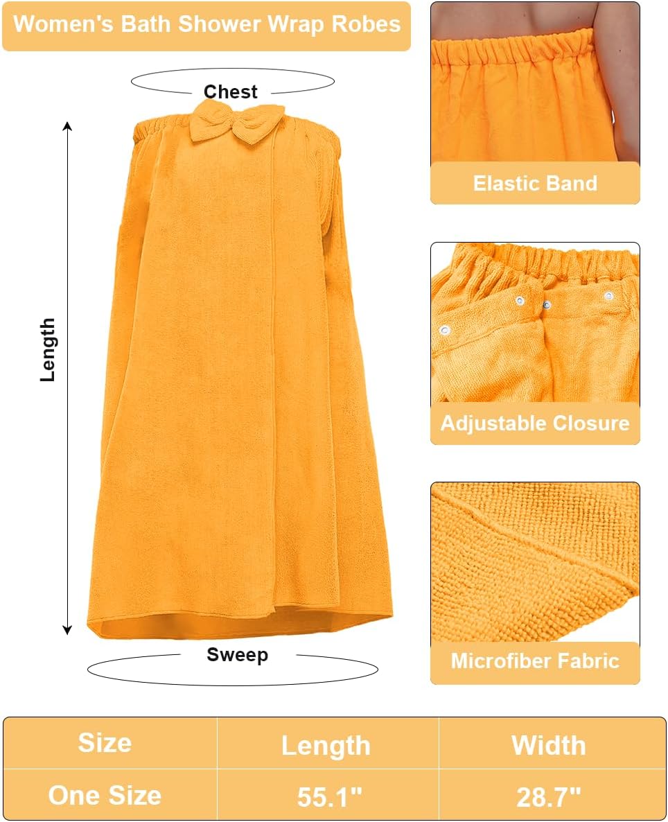 goodmansam Women's Shower Wrap Robes Spa Body Wrap Bathrobe Ultra Absorbent Cover up Towels