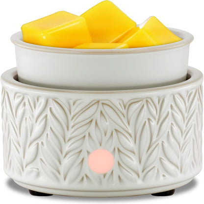 EQUSUPRO Wax Melt Warmer for Scented Wax Melts 3-in-1 Electric Ceramic Candle Wax Warmer Burner Fragrance Wax Melter for Home Office Bedroom Gift & Decor (Leaf)
