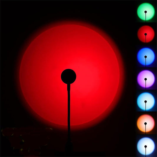 YOWOCAL Sunset Projection Lamp - 7 Colors & 13 Modes, USB-Powered Mood Light for Bedroom, Party, Relaxation | Plug & Play Sunset Light, Wall & Ceiling Projector, Romantic Decor Gift