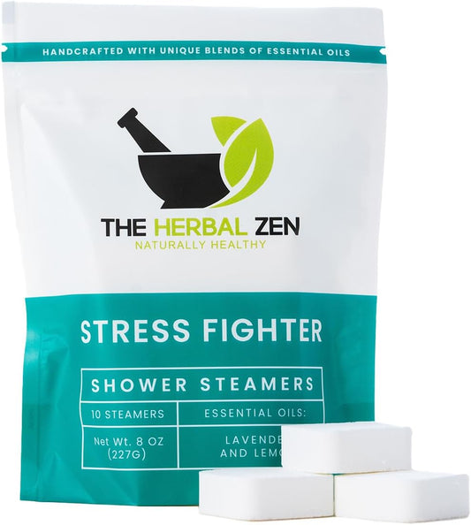 Stress Fighter Shower Steamers Aromatherapy for Relaxing - USA Made Mothers Day Gift for Mom - Lavender & Lemon Shower Bomb Tablets – Soothing Natural Essential Oils (10 Pack)
