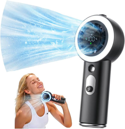 Portable Fan with Mist, Handheld Fan, 1-199 Speed, AC-Level Ice Cooling