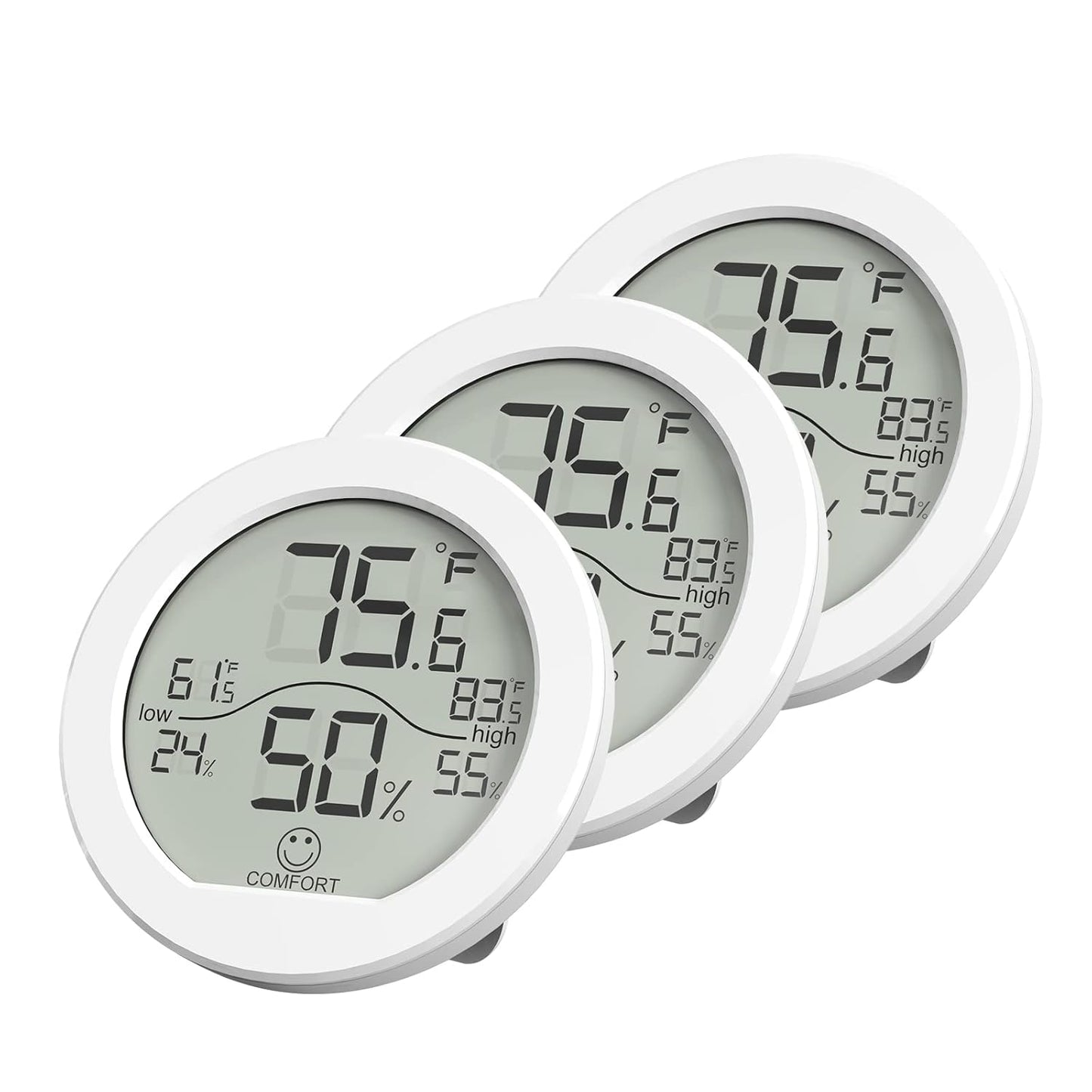 SECRUI Digital Hygrometer Thermometer for Room Temperature Humidity Meter Indoor Thermometer Accuracy Calibration LCD Temperature Sensor with Maximum and Minimum Records, TH1, White