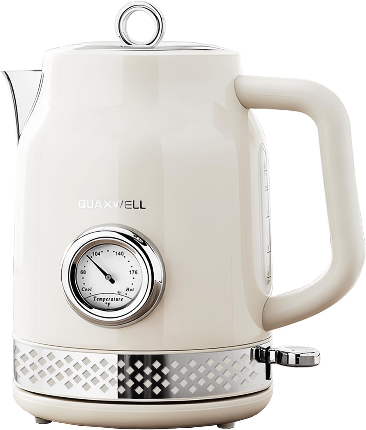 Retro Electric Tea Kettle, 1.7L, Matte White and Gold