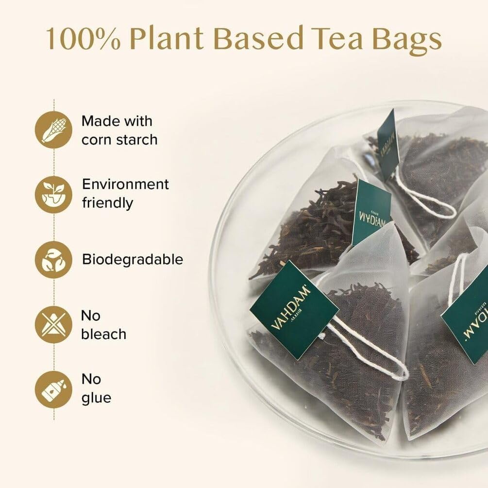 VAHDAM Earl Grey Tea Bags (100 Count)Bergamot Black Tea in Pyramid Tea Bags