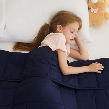 L'AGRATY Weighted Lap Pad 7lb: Small Weighted Blanket for Adults - Cooling Portable Travel Blanket for Relaxation Sleeping - Washable All-Season (29" x 24")