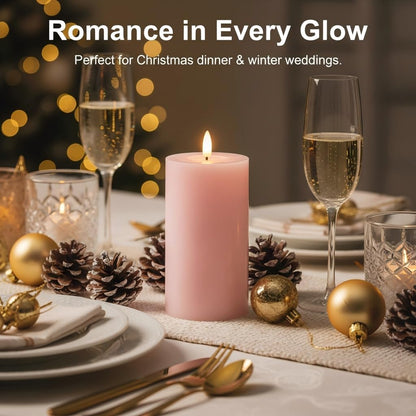 ANGELLOONG Flickering Flameless Candles, Realistic Battery Operated Candles with Remote and Timer, Set of 3 LED Candles for Fall Room Home Wedding Decor Centerpieces Table Party Christmas Decorations