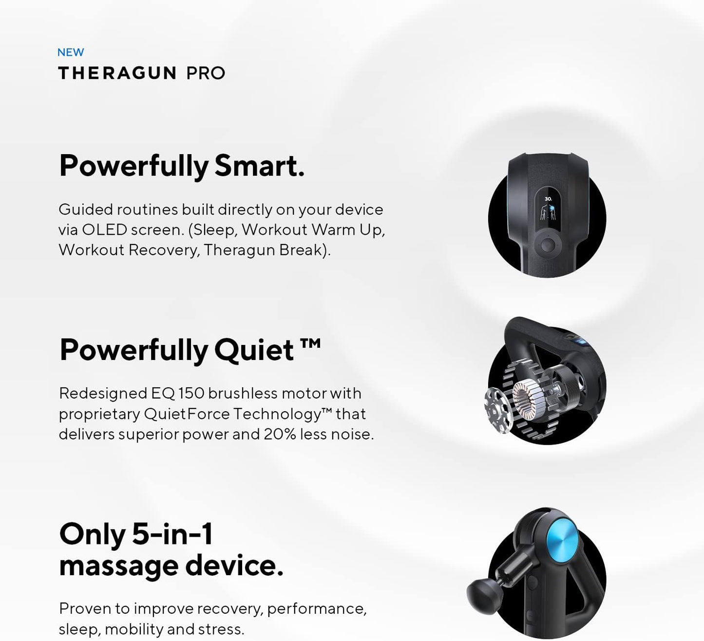 Therabody Theragun PRO Plus - 6-in-1 Deep Tissue Percussion Massage Gun, Handheld Personal Massager for Full Body Pain Relief & Muscle Tension with Biometric Breathwork, Vibration & Heated Attachments