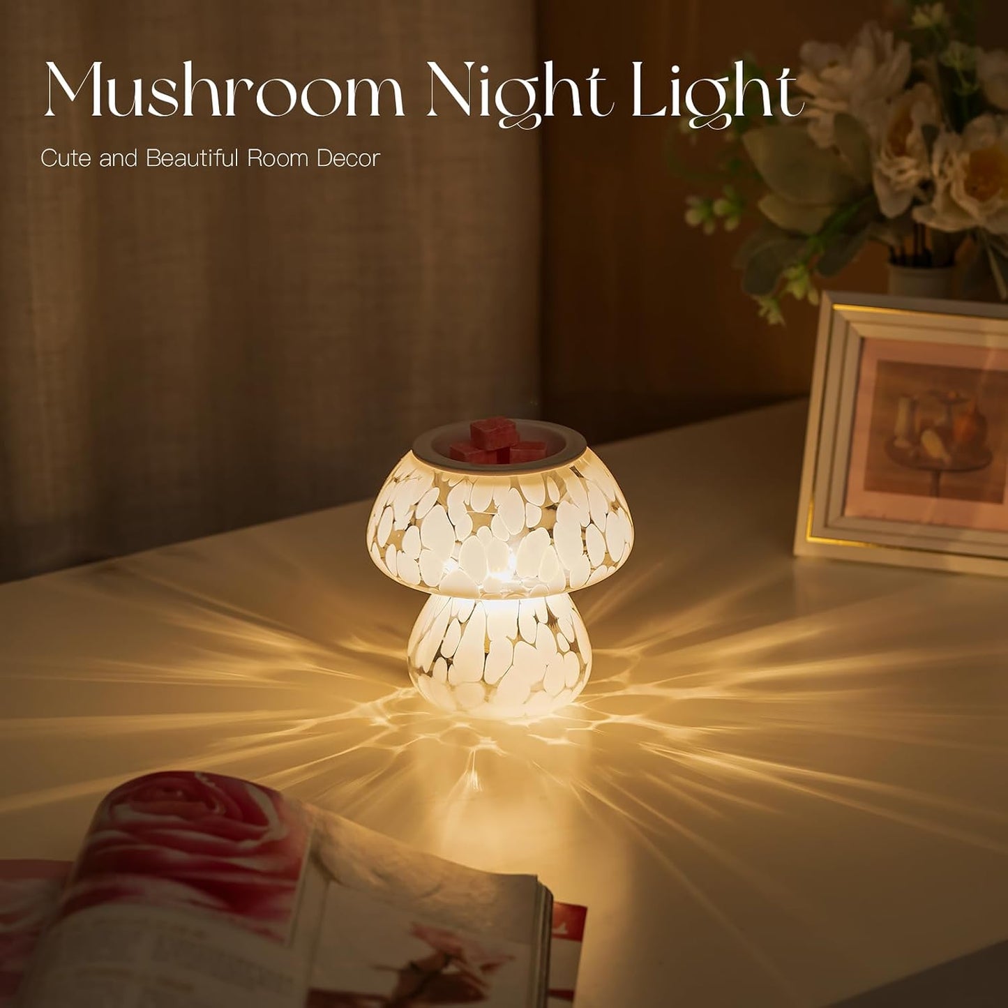 Candeldo Mushroom Wax Melt Warmer: Wax Melter Warmer with Timer Cute Melter Fragrance Candle Lamp Home Decor Mothers Day Birthday Gift for Women
