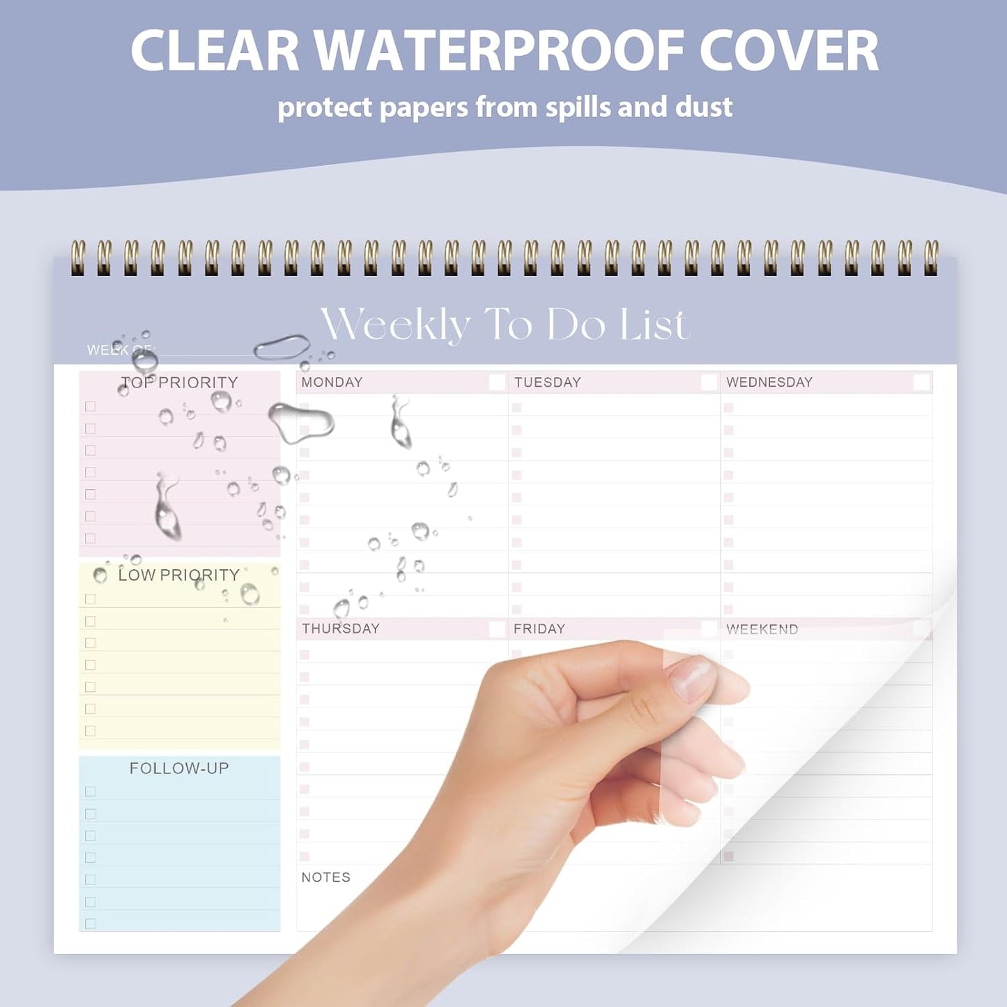 Weekly To Do List Notepad, Undated Planner with 52 Sheets (8.5''x11'') | Desk Accessories and Supplies, Women & Man, Home School & Work