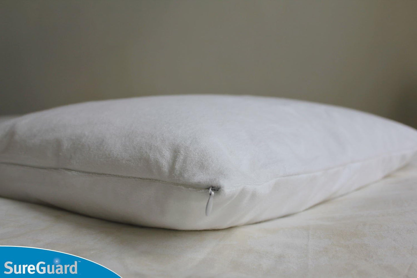 Set of 2 Standard Size SureGuard Pillow Protectors - 100% Waterproof, Bed Bug Proof, Hypoallergenic - Premium Zippered Cotton Covers - Smooth