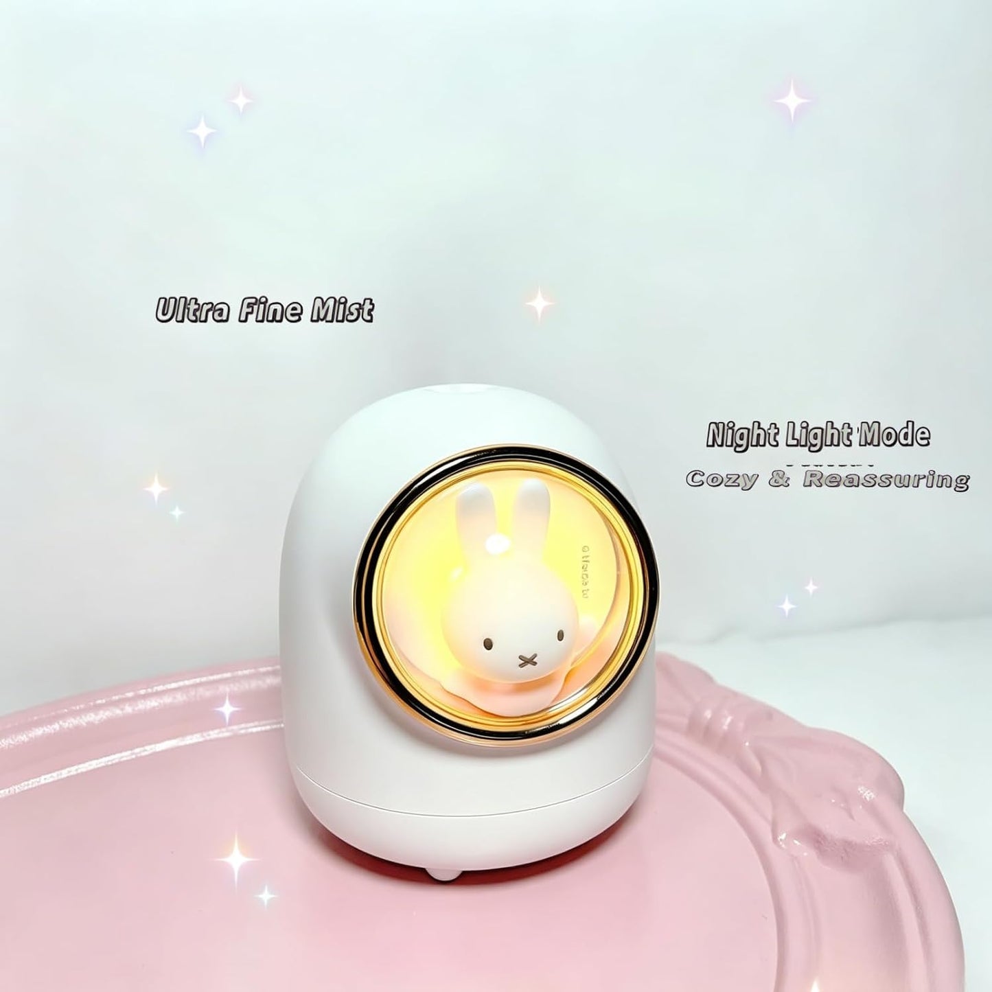 MIPOW x Miffy Cool Mist Humidifier, 350ml Humidifier with RGB Ambient Night Light, Ultra Quiet, Fine Mist, Cute Space Capsule Design, Desktop Humidifier for Bedroom Office Car, White
