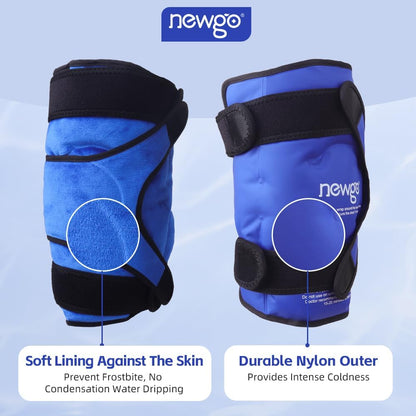 NEWGO Knee Ice Pack Wrap, Ice Pack for Knees Cold Compression Therapy for Knee Replacement Surgery, Arthritis Pain, ACL, Swelling, Sports Injuries (21.7" x 9.8") - Blue