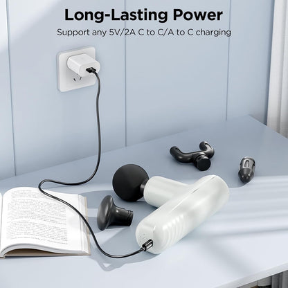 Mini Massage Gun, Powerful Handheld Muscle Massager for Muscle Relaxation, Deep Tissue Percussion Small Massage Gun Travel Massager with 4 Massage Heads Silent Brushless Motor, Black