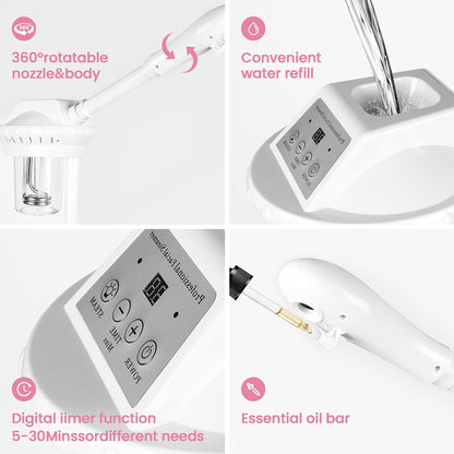 Retain time Facial Steamer, Face Steamer on on Wheels with More Steam, Adjustable Height for Face Steamer Suitable for Personal Home and Professional Personal Care Places，Moisturizing and Hydrating.