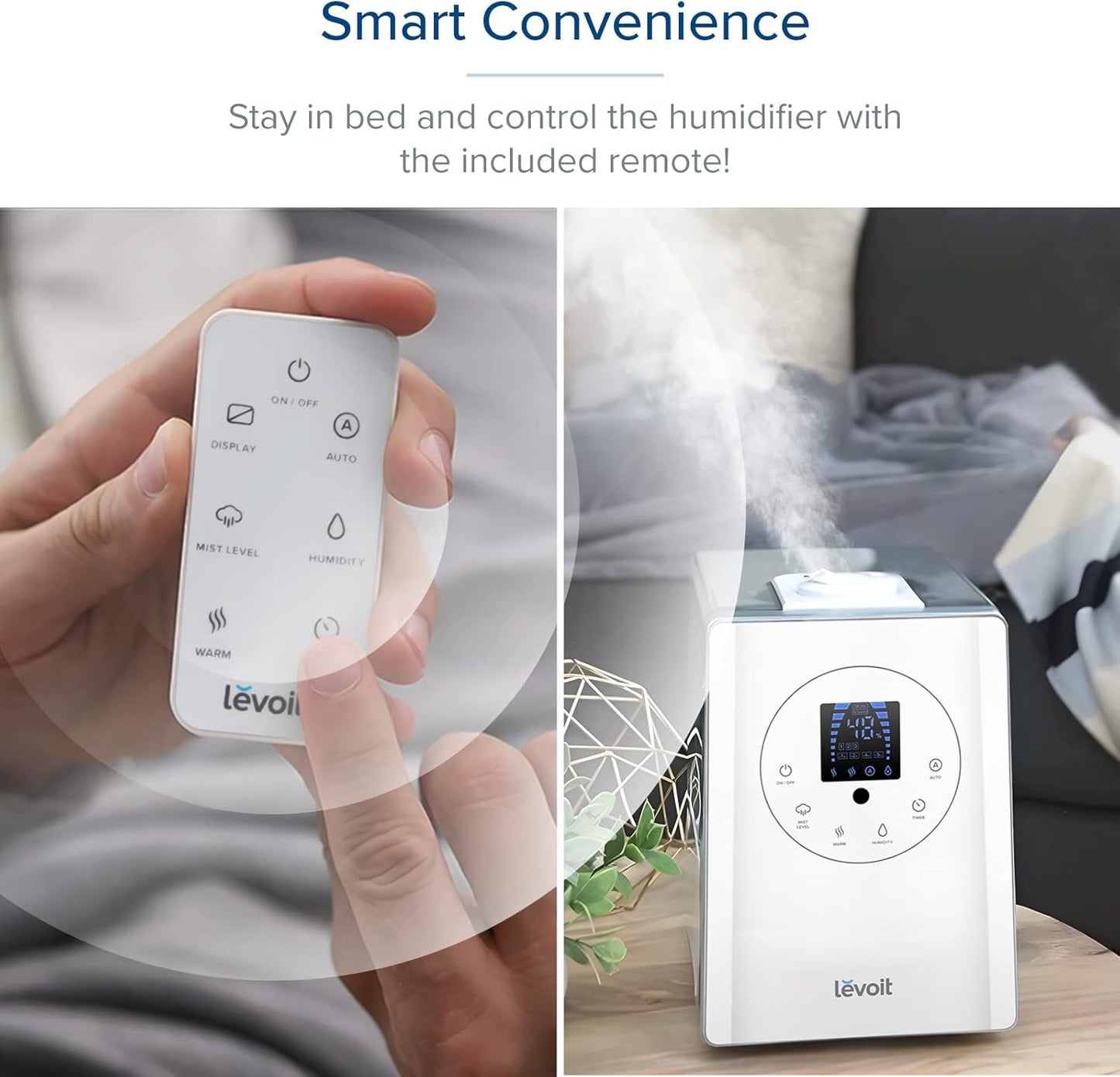 LEVOIT OasisMist 1000S (10L) Smart Humidifier for Home Large Room Bedroom, Last 100 Hours Suitable for Indoor Plant, Cover up to 600ft², Easy Top Fill, Remoter & Voice Control, Auto Mode, Quiet, White