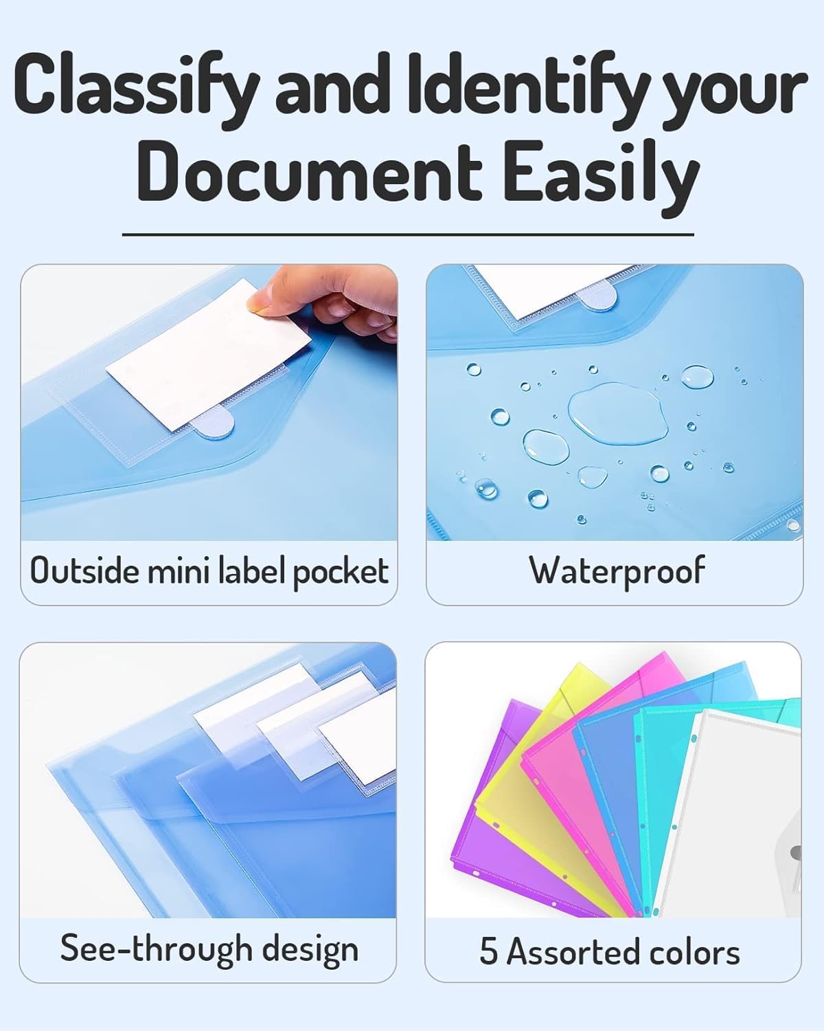 Forvencer Binder Pocket, Super Heavyweight Plastic Binder Folders