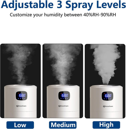 Akeshan Large Humidifiers for Bedroom, 9L/2.5Gal Ultrasonic Cool Mist Humidifier, Top Fill Easy Clean with 350ML/H Large Mist Speed, Quiet, Suitable for Kids Room Plant Yoga Office Study Room Living