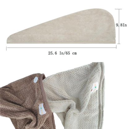 M-bestl 2 Pack Microfiber Hair Towel Wrap,Hair Drying Towel with Button,Quick Dry Hair Towel Turban for Women,Absorbent Anti-frizz Head Towel for Long Thick Curly Hair(Pink&Beige)