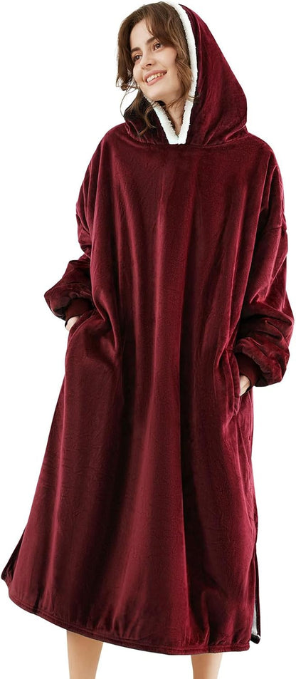 LetsFunny Blanket Hoodie,Oversized Wearable Sherpa Fleece Blanket Sweatshirt,Super Soft Warm Cozy with Giant Pocket,Gifts for Women Men Adults Teenagers, One Size Fits All